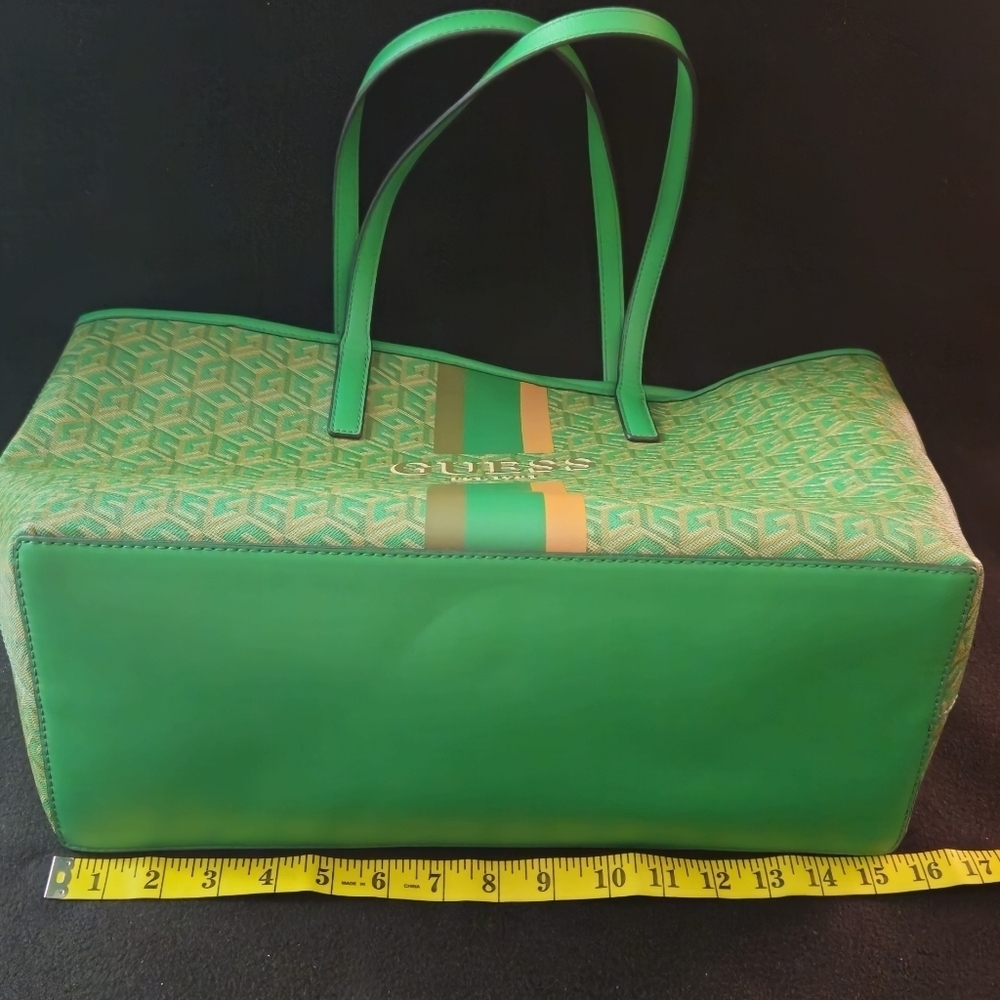 GUESS Vikky Vibrant Green Patterned Tote - Picture 5 of 11
